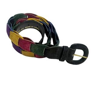 Vintage Colorful Linked Belt Womens Medium/Large Multicolor Genuine Leather